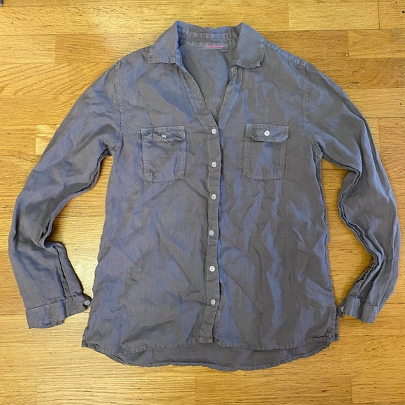 Fresh Produce Button Up Linen Lagenlook Minimalist Coastal Career Top XS - Picture 1 of 5